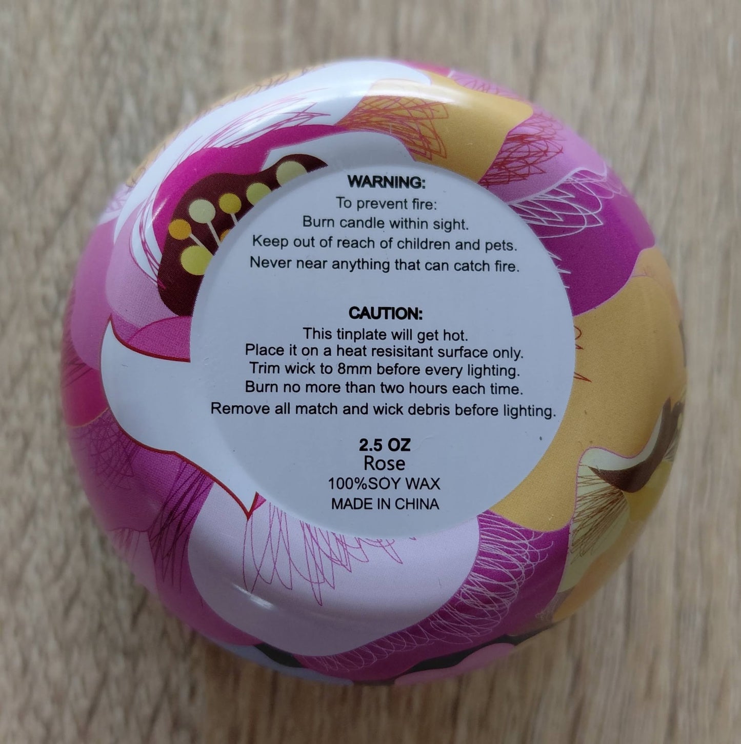 Rose Candle Tin 2.5 OZ